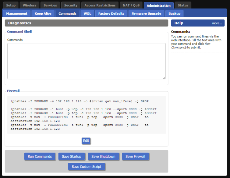 Настройка firewall dd wrt