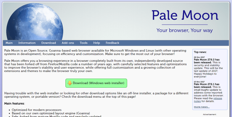 pale moon browser review 2018