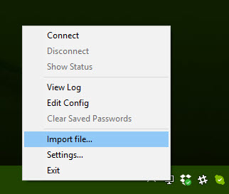 importing a file right click